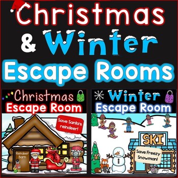 Preview of Christmas Escape Room & Winter Escape Room Bundle, Breakout Activity