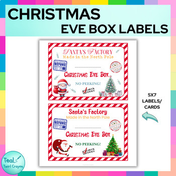 Christmas Eve Box Cards - Labels, Printable Christmas Eve Box Labels