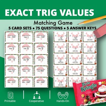 Preview of Christmas: Exact Trig Values Matching Games