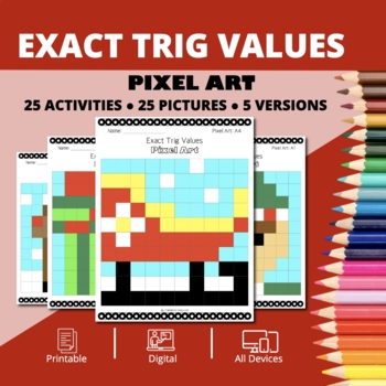 Preview of Christmas: Exact Trig Values Pixel Art Activity