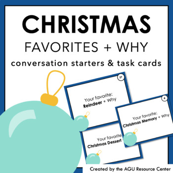 Christmas FAVORITES + WHY | Icebreakers | Social Task Cards | Printable