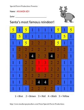 Christmas FREE - Rudolph - Color By Numbers! by Special Parrot Productions