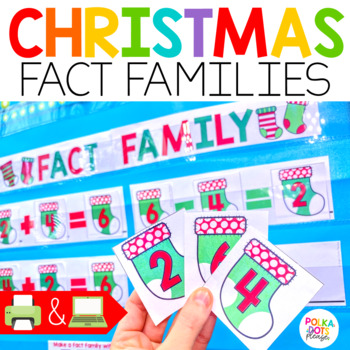 Preview of Christmas Fact Families | Christmas Math Activities | Center and Worksheets