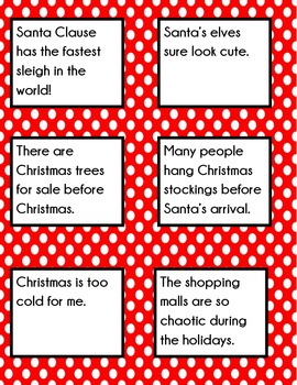 Christmas Fact and Opinion by Priscilla Cardiel | TpT