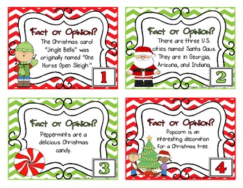 Christmas Fact and Opinion Task Cards by Kathleen and Mande' | TPT
