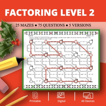 Preview of Christmas: Factoring Level 2 Maze Activity