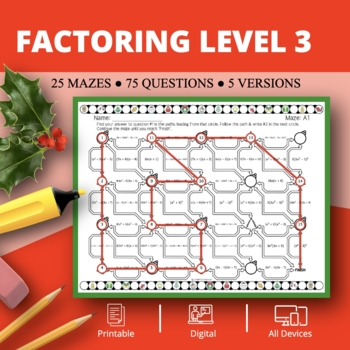 Preview of Christmas: Factoring Level 3 Maze Activity