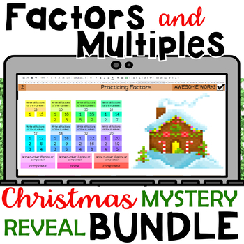 Preview of Christmas Factors and Multiples Digital Mystery Reveal BUNDLE