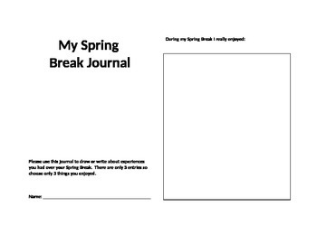 Preview of Christmas, Fall, Spring Break Journal