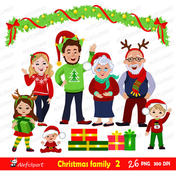 Christmas Family Clipart, Christmas Clip Art, Commercial use, digital ...