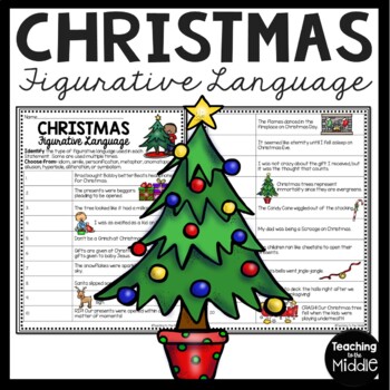Preview of Christmas Figurative Language Identification Worksheet FREE! December