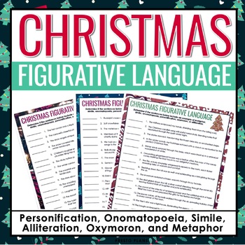 Preview of Christmas Figurative Language Assignments - Literary Devices Holiday Activity