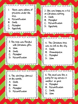 Christmas Figurative Language Task Cards by Knitting Needles and Notebooks