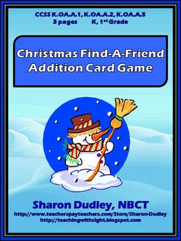 Preview of Christmas Find-A-Friend Addition Card Game
