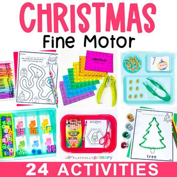 Preview of Christmas Fine Motor Activities, Early Finishers, December Tubs, Santa Centers