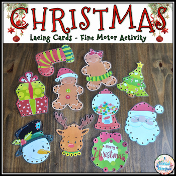 Preview of Christmas Fine Motor Lacing Cards December Centers and Stations Activity