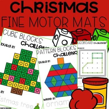 Preview of Christmas Fine Motor Math Mats for Preschool, Pre-K, Kindergarten