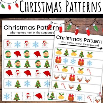Christmas Finish the Pattern Worksheets Pre-K & Kindergarten Centers ...