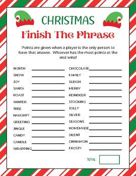 Christmas Finish the Phrase Game | Fill in the Blank | Christmas Games ...