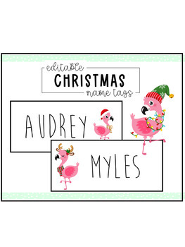 Christmas Flamingo Name Tags (rae dunn inspo) by coffee at midnight