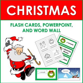 Preview of Christmas Flash Cards, Word Wall, and PowerPoint: Distance Learning