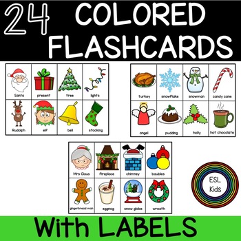 Christmas Flashcards- Vocabulary/Nouns for Pre-K, Kinder ESL and Special Ed