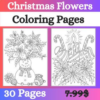 Preview of Christmas Flowers Coloring Pages