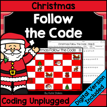 Preview of Christmas Coding Unplugged - Follow the Code | Printable & Digital