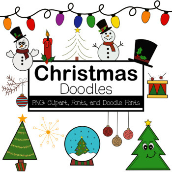 Christmas Fonts & Doodles by The Mountainside Teacher | TPT