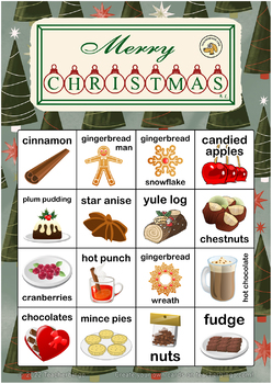 Christmas Food Bingo 4x4 (100 pages + call sheet) by Teacherbingo