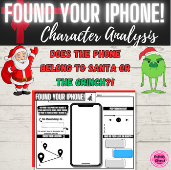 Preview of Christmas Found Your iPhone | Santa or The Grinch Character Analysis | No Prep