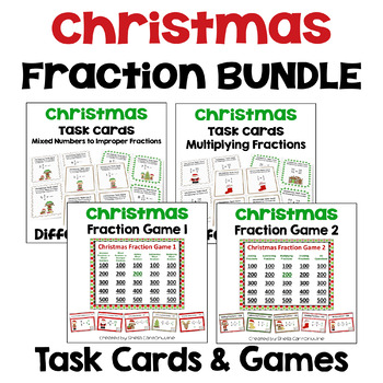 Preview of Christmas Fraction Bundle with Task Cards and Games