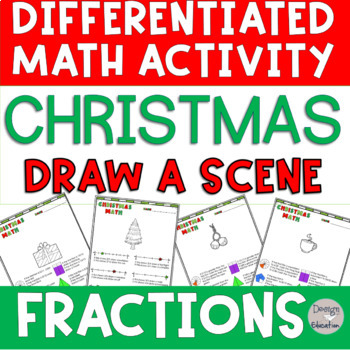 Preview of Christmas Fraction Coloring Math Worksheets 3rd & 4th Grade