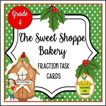 Preview of Christmas Fraction Task Cards - The Sweet Shoppe Bakery