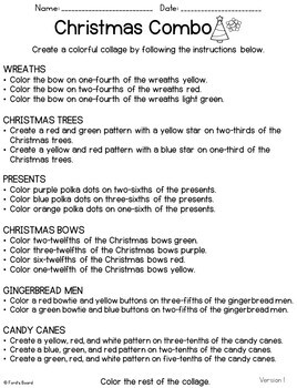 Christmas Fractions Activities | Christmas Fractions Color by Number