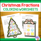 FREE Christmas Fractions Coloring Worksheets