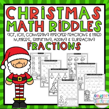 Preview of Christmas Fractions Math Riddles