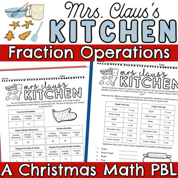 Preview of Christmas Fractions Operations PBL Activity - Christmas Cookies Math