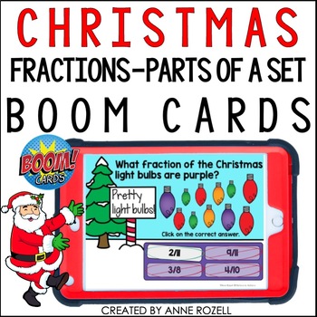 Preview of Christmas Fractions Parts of a Set BOOM™ Cards