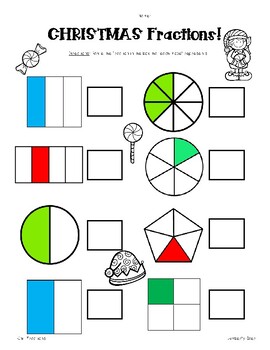 christmas fractions worksheets naming unit and non unit fractions