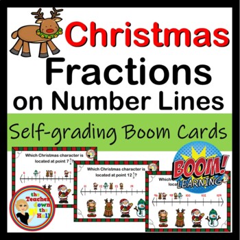 Preview of Christmas Fractions on a Number Line Boom Cards