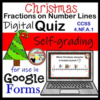 Preview of Christmas Fractions on a Number Line Google Forms Quiz