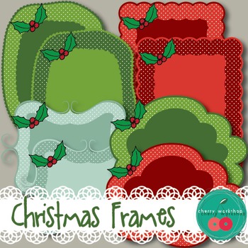 Preview of Christmas Frames - Holly Details - Christmas Clip Art {Commercial Use}