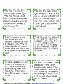 Christmas Freebie: 12 Point of View Improv Cards For Christmas (Grades 5-7)