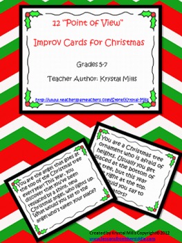 Preview of Christmas Freebie: 12 Point of View Improv Cards For Christmas (Grades 5-7)