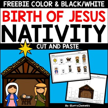 Preview of Christmas Freebie | Nativity | Cut and Paste | Birth of Jesus | Bible Lesson