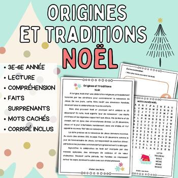 Preview of Christmas French Reading comprehension - Noël-origines et traditions-lecture
