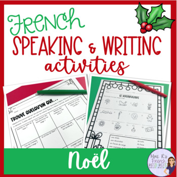 Preview of French Christmas vocabulary speaking activities and worksheets ACTIVITÉS DE NOËL