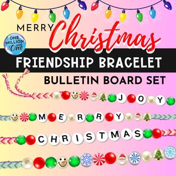Preview of Christmas Friendship Bracelet Bulletin Board Kit-Alphabet Beads-Class Deco
