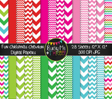 Christmas Fun Chevron on White Digital Papers Commercial U